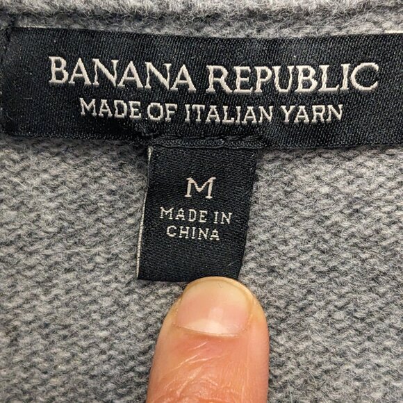 Banana Republic Men's Grey Quarter-Zip Italian Yarn Sweater - Size Medium - Picture 3 of 5